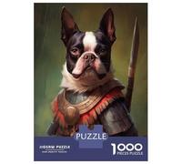 1000 Pieces Jigsaw Puzzles for Adults Boston Terrier Viking Adult Jigsaw Brain Teaser Game Birthday Present Birthday And Unique Gifts 70x50cm/1000pcs