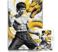 1000 Pieces Jigsaw Puzzles for Adults Bruce Lee Dragon Art Pattern Assembly Educational Game Great Gift for Games (size 38x26cm)