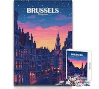 1000 Pieces Jigsaw Puzzles for Adults Brussels Belgium Cityscape at Dusk Toy Intellectual Game Birthday Present Gift For Birthdays Size 50x75cm