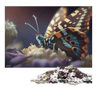 1000 Pieces Jigsaw Puzzles for Adults Butterfly Resting Square Wooden Puzzles Unique Piece Puzzle Educational Fun Games Toys 1000pcs (75x50cm)
