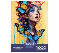1000 Pieces Jigsaw Puzzles for Adults Butterfly Woman Art Print Puzzle for Adults Toy Wall Decor Perfect Decoration Unique Gifts for Birthday And Christmas 52x38cm/1000pcs