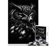 1000 Pieces Jigsaw Puzzles for Adults BW Owl Toy Wall Decor Gifts Ideas Relax Games Improving Love between Couples Size 38x26cm