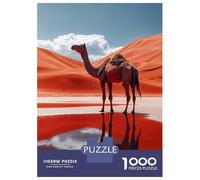1000 Pieces Jigsaw Puzzles for Adults Camel in Desert Oasis Reflection Puzzles for Adults Family Games Precision Cutting Unique Gifts for Birthday And Christmas 52x38cm/1000pcs