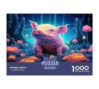 1000 Pieces Jigsaw Puzzles for Adults Cartoon. Pig Square Wooden Puzzles Unique Piece Puzzle Educational Fun Games Toys 1000pcs (75x50cm)