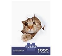 1000 Pieces Jigsaw Puzzles for Adults Cat Looking Paper Funny Jigsaws for Adults Brain Teaser Game Stress Reliever Birthday And Unique Gifts 52x38cm/1000pcs