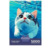 1000 Pieces Jigsaw Puzzles for Adults Cat Swimming Underwater Jigsaw for Adults Brain Teaser Game Presents for Women Birthday And Unique Gifts 38x26cm/1000pcs