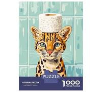 1000 Pieces Jigsaw Puzzles for Adults Cat with Toilet Paper Hat Jigsaw for Adults Brain Teaser Game Presents for Women Birthday And Unique Gifts 38x26cm/1000pcs