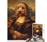 1000 Pieces Jigsaw Puzzles for Adults Cavoodle Cavapoo Mona Lisa Hands-on Game Enhance Memory Anti-Stress Toys Artists Collection, Fine Art (38X26cm)