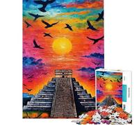 1000 Pieces Jigsaw Puzzles for Adults Chichén Itzá Pyramid Sunset Help The Brain Exercise Stress Reliever Family Game for Age 14+ Game (50X75CM)