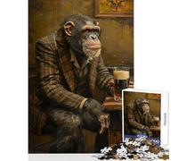 1000 Pieces Jigsaw Puzzles for Adults Chimpanzee Irish Pub Home Decoration Toys Great Gift for Games Relax Games Improving Love between Couples Size 50x75cm