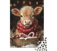 1000 Pieces Jigsaw Puzzles for Adults Christmas Cow Puzzle Sets for Family Paper Puzzles Brain Challenge Puzzle 1000pcs (38x26cm)
