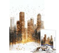 1000 Pieces Jigsaw Puzzles for Adults Cityscape with Golden Lights Adult Jigsaw Puzzles Analysis And Logic Educational Challenge Family Fun & Game Night (38x52cm)