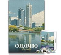 1000 Pieces Jigsaw Puzzles for Adults Colombo, Sri Lanka Cityscape Illustration Toy Intellectual Game Birthday Present Gift For Birthdays Size 38x26cm