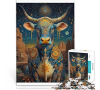1000 Pieces Jigsaw Puzzles for Adults Colored Cow Made of cardboard for age 14+ Anti-stress family game difficult challenge Gifts Ideas。size:38x52cm/14.96x20.47inch