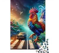 1000 Pieces Jigsaw Puzzles for Adults Colorful Rooster Road Art Puzzles for Adults Anti-Stress Toys Staycation Kill Time Birthday And Unique Gifts 52x38cm/1000pcs