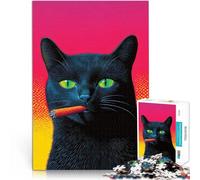 1000 Pieces Jigsaw Puzzles for Adults Cool Cat with a Cigar Stressabbau Lustige Aktivitäten für zu Hause, Geburtstagsgeschenk, Reisegeschenk,52x38cm