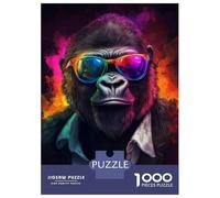 1000 Pieces Jigsaw Puzzles for Adults Cool Gorilla in Sunglasses Adult Jigsaw Brain Teaser Game Birthday Present Birthday And Unique Gifts 38x26cm/1000pcs