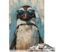 1000 Pieces Jigsaw Puzzles for Adults Cool Penguin Sunglasses Square Jigsaw Puzzles, for Adults And Teenager, Wooden Puzzles Home Art Decor 1000pcs (75x50cm)