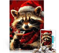 1000 Pieces Jigsaw Puzzles for Adults Cool Raccoon Christmas Schwierig Schwer Verbessern Sie das Gedächtnis52x38cm