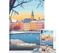 1000 Pieces Jigsaw Puzzles for Adults Copenhagen Winter Scene Anti-Stress Toys Great Gift Relax Games Improving Love between Couples Size 50x75cm