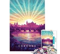 1000 Pieces Jigsaw Puzzles for Adults Córdoba Cityscape at Sunset Illustration Puzzles for Adults Relax Games A Work of Art Difficult And Challenge (Size 50x75cm)