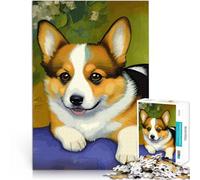 1000 Pieces Jigsaw Puzzles for Adults Corgi Portrait Painting Schwierig Schwer Verbessern Sie das Gedächtnis52x38cm