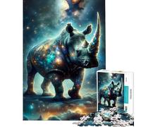 1000 Pieces Jigsaw Puzzles for Adults Cosmic Rhino︰ Power Animal Art Family Game for Educational Game Challenge Toy Gifts for Women Men Birthday Present (size 38x52cm)