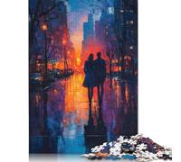 1000 Pieces Jigsaw Puzzles for Adults Couple Walking City Sunset Jigsaw Wooden Creative Puzzles Impossible Puzzle Brain Challenge Puzzle for Teenagers 1000pcs (75x50cm)