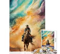 1000 Pieces Jigsaw Puzzles for Adults Cowboy Riding Through Nebula Enjoy Peaceful Family Home Time Heartfelt Idea (50x75cm)