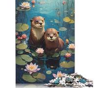 1000 Pieces Jigsaw Puzzles for Adults 'Curious Otters Square Jigsaw Puzzles, for Adults And Teenager, Wooden Puzzles Home Art Decor 1000pcs (75x50cm)