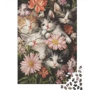 1000 Pieces Jigsaw Puzzles for Adults Cute Kitten Puzzle Sets for Family Wooden Puzzles Brain Challenge Puzzle 1000pcs (75x50cm)