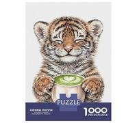 1000 Pieces Jigsaw Puzzles for Adults Cute Tiger Cub with Matcha Latte Jigsaw for Adults Brain Teaser Game Presents for Women Birthday And Unique Gifts 70x50cm/1000pcs