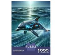 1000 Pieces Jigsaw Puzzles for Adults Cyber Dolphin in Digital Ocean Jigsaw for Adults Family Game Precision Cutting Unique Gifts for Birthday And Christmas 70x50cm/1000pcs