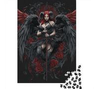 1000 Pieces Jigsaw Puzzles for Adults Dark Angel Wings Art Print Puzzles for Adults Anti-Stress Toys Staycation Kill Time Birthday And Unique Gifts 52x38cm/1000pcs