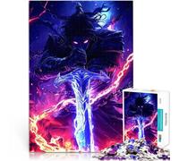 1000 Pieces Jigsaw Puzzles for Adults Dark Warrior with Fiery Sword of Power gaming legendary warrior Stressabbau Geschenkideen52x38cm