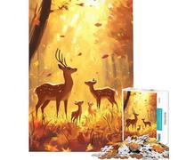 1000 Pieces Jigsaw Puzzles for Adults Deer Family in Autumn Forest Help The Brain Exercise Stress Reliever Family Game for Age 14+ Game (38X26CM)