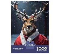1000 Pieces Jigsaw Puzzles for Adults Deer Santa Xmas Jigsaws for Adults Brain Teaser Game Stress Reliever Birthday And Unique Gifts 52x38cm/1000pcs