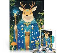 1000 Pieces Jigsaw Puzzles for Adults Deer Shaman in Forest Denkspiel mit vollständig ineinander greifenden, zufällig geformten Teilen75x50cm