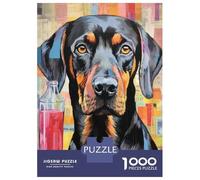 1000 Pieces Jigsaw Puzzles for Adults Doberman Pinscher Art Print Jigsaws for Adults Anti-Stress Toys Hand Speed Race Parent-child Interaction 70x50cm/1000pcs
