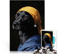 1000 Pieces Jigsaw Puzzles for Adults Dog in a Turban Pädagogisches Familienspiel Die Liebe zwischen Paaren stärken52x38cm