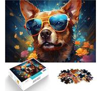 1000 Pieces Jigsaw Puzzles for Adults dog wearing sunglasses Family Entertainment Toys 26x38cm Educational Game for Birthday Chrismas