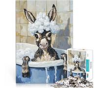 1000 Pieces Jigsaw Puzzles for Adults Donkey Bath Time Spiele Spielzeug Geschenk Geeignet für die Schreibtischdekoration52x38cm