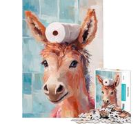 1000 Pieces Jigsaw Puzzles for Adults Donkey with Toilet Paper Help The Brain Exercise Stress Reliever Family Game for Age 14+ Game (38X52CM)