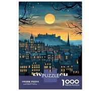 1000 Pieces Jigsaw Puzzles for Adults Edinburgh Scotland Nightscape Illustration Jigsaw for Adults Relax Games Perfect Decoration Unique Gifts for Birthday And Christmas 38x26cm/1000pcs