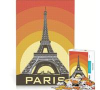 1000 Pieces Jigsaw Puzzles for Adults Eiffel Tower Paris Vintage Poster, DIY Toys, Fun Activities at Home, Unique Gifts for Birthday And Christmas 38x52cm