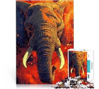 1000 Pieces Jigsaw Puzzles for Adults Elephant in Flames Made of cardboard,for 14+ Each piece is unique - Fun and challenging game for the whole family As a gift for the whole family and friends。