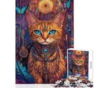 1000 Pieces Jigsaw Puzzles for Adults Enchanted Feline Majesty - Hands-on Game Enhance Memory Anti-Stress Toys Artists Collection, Fine Art (38X26cm)