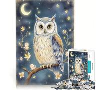 1000 Pieces Jigsaw Puzzles for Adults Enchanted Owl And Tiny Glowing Creatures, Educational Toy, Train Your Brain And Hands, Christmas Birthday Gifts 38x52cm