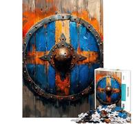 1000 Pieces Jigsaw Puzzles for Adults Epic Viking Shield Adult Jigsaw Brain Teaser Game Stress Reliever Parent-child Interaction (Size 50x75cm)
