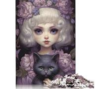 1000 Pieces Jigsaw Puzzles for Adults Fantasy Cat Lady Jigsaw Puzzle Wooden Puzzles Decompressing Intellectual Educational Toy Good Gift for Teenagers 1000pcs (75x50cm)